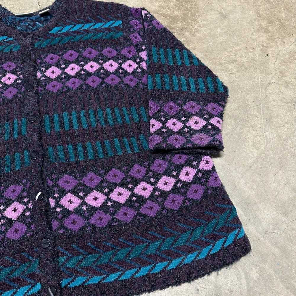Vintage‎ Fashion Bug Women's Cardigan Sweater Size XL Geometric Pattern